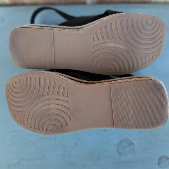 Sonoma Black Platform Espadrille Sandals Gold Buckle Slingback Size 7 - Picture 3 of 13